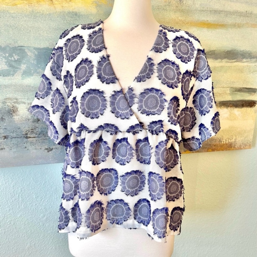 Anthro Maeve Gioia Textured Lace Top M - Picture 3 of 13